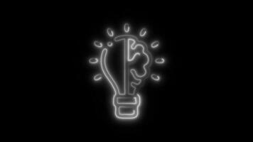 Glowing neon Brain Light Bulb icon isolated on black background motion graphic animation video