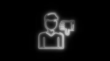 Glowing neon Dislike icon isolated on black background motion graphic animation video
