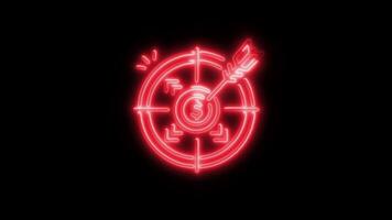 Glowing neon Goal icon isolated on black background motion graphic animation video