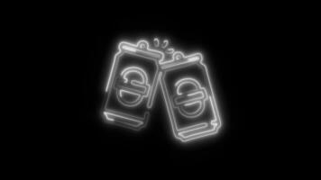 Glowing neon Toast icon isolated on black background motion graphic animation video