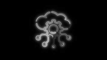 Glowing neon Edge Computing icon isolated on black background motion graphic animation video