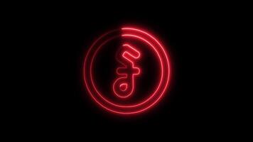 Glowing neon Currency Riel icon isolated on black background motion graphic animation video