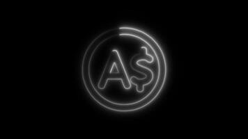 Glowing neon Currency Australian Dollar icon isolated on black background motion graphic animation video