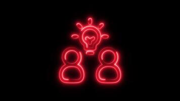 Glowing neon Business Development Teamwork icon isolated on black background motion graphic animation video