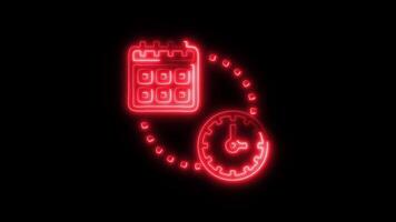 Glowing neon Time Zone icon isolated on black background motion graphic animation video