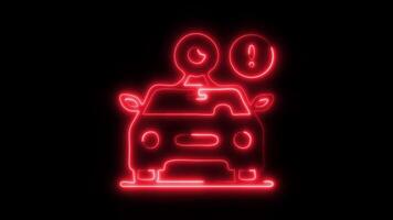 Glowing neon Car Fault icon isolated on black background motion graphic animation video