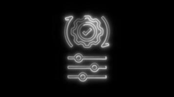 Glowing neon Data analysis Optimize icon isolated on black background motion graphic animation video
