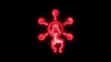 Glowing neon Networking icon isolated on black background motion graphic animation video
