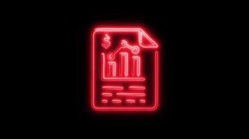 Glowing neon Business Report icon isolated on black background motion graphic animation video