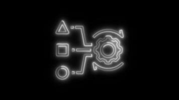 Glowing neon Data analysis Simulation icon isolated on black background motion graphic animation video