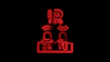 Glowing neon Infrared Sensor icon isolated on black background motion graphic animation video