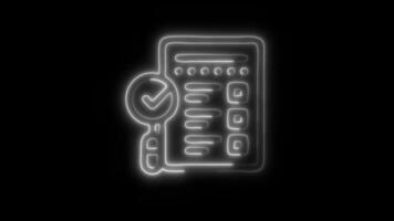 Glowing neon Evaluating icon isolated on black background motion graphic animation video