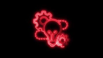 Glowing neon Lightbulb icon isolated on black background motion graphic animation video