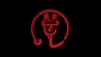 Glowing neon Plug icon isolated on black background motion graphic animation video