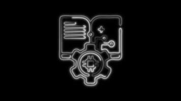 Glowing neon Machine Learning icon-2 isolated on black background motion graphic animation video