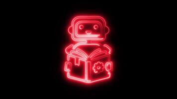 Glowing neon Learning icon isolated on black background motion graphic animation video