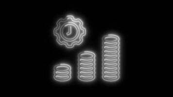 Glowing neon Business skills Money Management icon isolated on black background motion graphic animation video