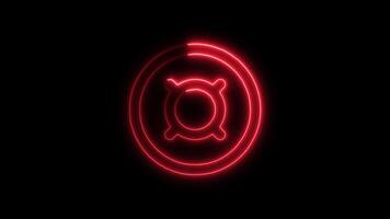 A red neon sign with a circle in the center video