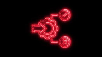 Glowing neon Data analysis Algorithm icon isolated on black background motion graphic animation video