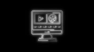 Glowing neon Post Production icon isolated on black background motion graphic animation video
