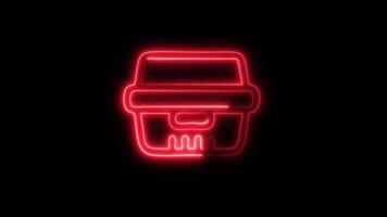 Glowing neon Food Container icon isolated on black background motion graphic animation video