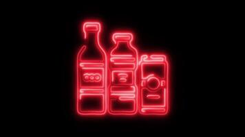 Glowing neon Soft Drink icon isolated on black background motion graphic animation video