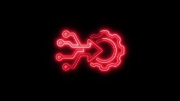 Glowing neon Data analysis Processing icon isolated on black background motion graphic animation video