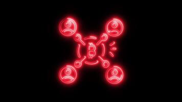Glowing neon Networiking icon isolated on black background motion graphic animation video