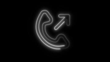 Glowing neon Out Call icon isolated on black background motion graphic animation video