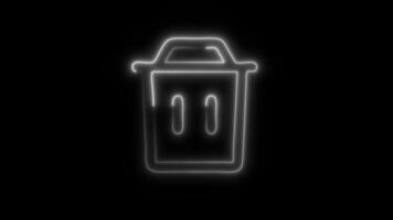 Glowing neon Delete icon isolated on black background motion graphic animation video