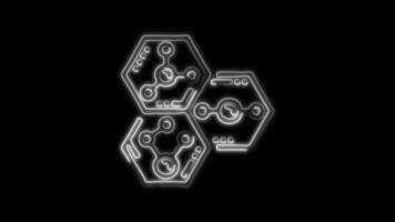 Glowing neon Nanotechnology icon isolated on black background motion graphic animation video