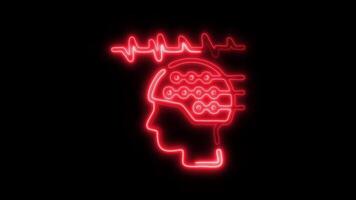 Glowing neon Eeg icon isolated on black background motion graphic animation video