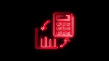 Glowing neon Data Analysis icon isolated on black background motion graphic animation video