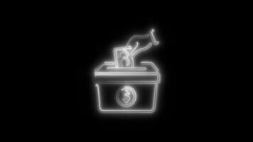 Glowing neon Donations icon isolated on black background motion graphic animation video