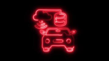 Glowing neon car Cloud Computing icon isolated on black background motion graphic animation video