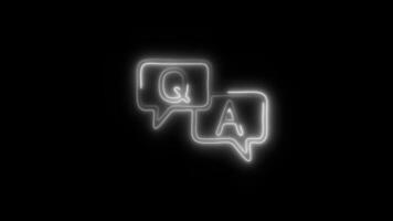 Glowing neon Question And Answer icon isolated on black background motion graphic animation video