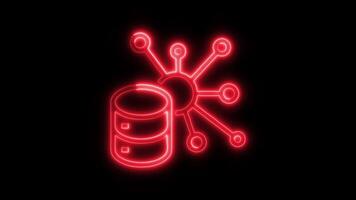 Glowing neon Data analysis Big Data icon isolated on black background motion graphic animation video