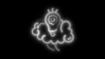Glowing neon Innovation icon isolated on black background motion graphic animation video
