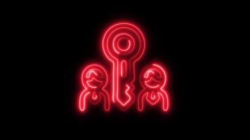 Glowing neon Partner icon isolated on black background motion graphic animation video