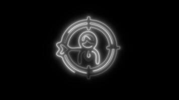 Glowing neon Target Customer icon isolated on black background motion graphic animation video