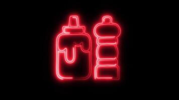 Glowing neon Condiments icon isolated on black background motion graphic animation video