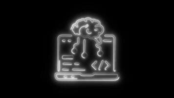 Glowing neon Programing icon isolated on black background motion graphic animation video