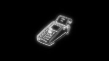 Glowing neon Pos icon isolated on black background motion graphic animation video