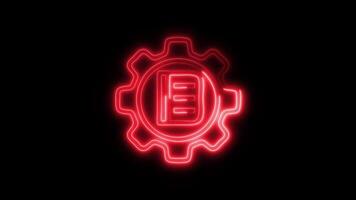 Glowing neon Configuration icon isolated on black background motion graphic animation video