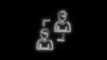 Glowing neon Coordination icon isolated on black background motion graphic animation video