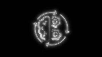 Glowing neon Cognition icon isolated on black background motion graphic animation video