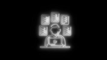 Glowing neon Multitasking icon isolated on black background motion graphic animation video