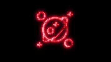 Glowing neon Jupiter icon isolated on black background motion graphic animation video