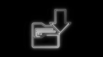 Glowing neon Data Collection icon isolated on black background motion graphic animation video
