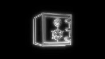 Glowing neon Vault icon isolated on black background motion graphic animation video